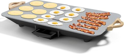CookSimple Everyday 20x12 Inch Electric Griddle with 1700W Fast Even Heating&ILAG Granite Nonstick Surface – Large Flat Griddle Perfect for Family Meals, Pancakes–Easy to Clean, Granite Black in Saudi Arabia