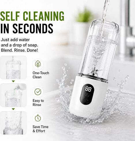Portable Blender for Protein Shakes & Smoothies, 17oz USB-C Rechargeable Personal Blender with LED Display, Powerful 16-Blade Mini Juicer for Gym, Travel & Office in Kuwait