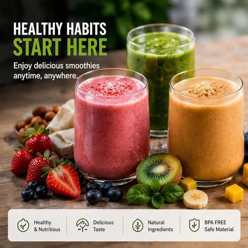 Portable Blender for Protein Shakes & Smoothies, 17oz USB-C Rechargeable Personal Blender with LED Display, Powerful 16-Blade Mini Juicer for Gym, Travel & Office in Kuwait