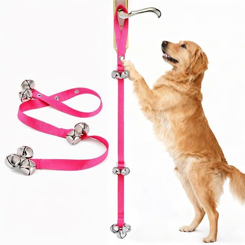 Adjustable Dog Doorbells for Potty Training, Premium Pink Nylon Dog Bells with 7 Extra-Loud Metal Bells, Easy Puppy Training Door Bell for Small, Medium & Large Dogs in Kuwait