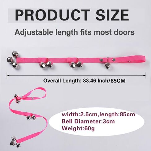 Adjustable Dog Doorbells for Potty Training, Premium Pink Nylon Dog Bells with 7 Extra-Loud Metal Bells, Easy Puppy Training Door Bell for Small, Medium & Large Dogs in Kuwait