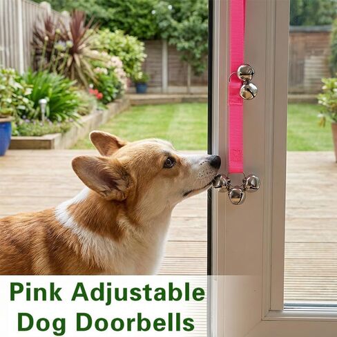 Adjustable Dog Doorbells for Potty Training, Premium Pink Nylon Dog Bells with 7 Extra-Loud Metal Bells, Easy Puppy Training Door Bell for Small, Medium & Large Dogs in Kuwait