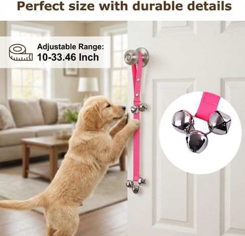 Adjustable Dog Doorbells for Potty Training, Premium Pink Nylon Dog Bells with 7 Extra-Loud Metal Bells, Easy Puppy Training Door Bell for Small, Medium & Large Dogs in Kuwait