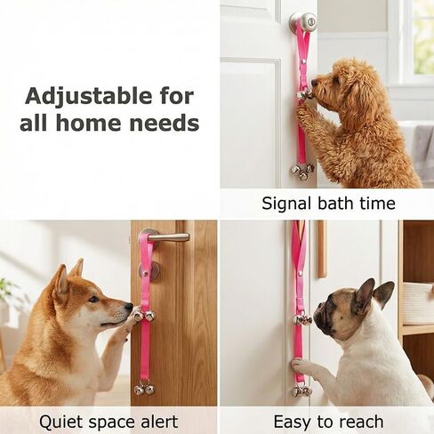 Adjustable Dog Doorbells for Potty Training, Premium Pink Nylon Dog Bells with 7 Extra-Loud Metal Bells, Easy Puppy Training Door Bell for Small, Medium & Large Dogs in Kuwait