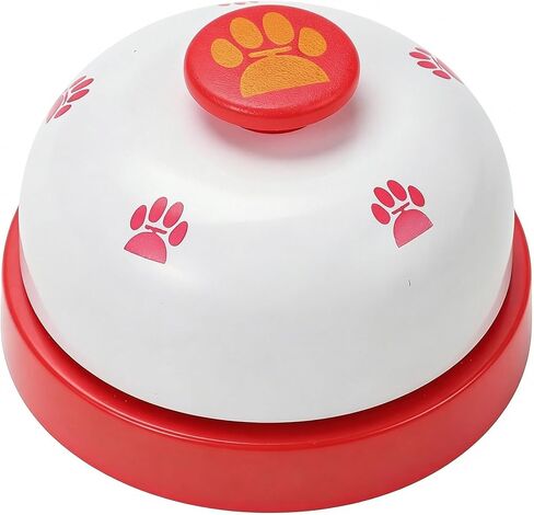 Tap Bell Paw Print Training Ringer for Dogs and Cats, Red Base with Yellow Button, Desk-Top Press Bell Cue for Treat Time, 1 Piece in Kuwait