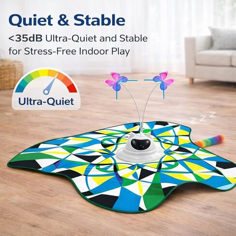 Interactive Cat Toy for Indoor Cats, Rechargeable 3-in-1 Hide and Seek Cat Toy with Spinning Butterfly & Plush Tail, Ultra-Quiet Touch Activated Self Play Cat Exercise Toy for Adult Cats & Kittens in Kuwait