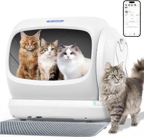 XXXL Self-Cleaning Cat Litter Box, 106L Extra-Large Automatic Cat Litter Box for Multiple Cats, Safety Sensor/Anti-Pinch Patent/Smart APP Control/Low Entrance/Double-Layer Defense/Easy Clean in Kuwait