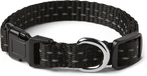 Amazon Basics Polyester Dog Collar M, Adjustable Length 15" - 23.5", 1.1" W, Black in Kuwait