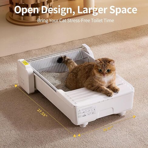 UBPET Automatic Cat Litter Box, Open-Top Self Cleaning Litter Box for Multiple Cats, Weight Sensors Safety Protection, Smart APP Control, Odor-Free Waste Disposal, Works with Bentonite Mineral Litter in Saudi Arabia