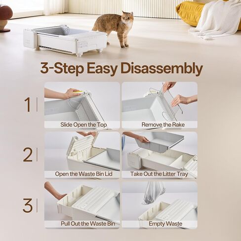 UBPET Automatic Cat Litter Box, Open-Top Self Cleaning Litter Box for Multiple Cats, Weight Sensors Safety Protection, Smart APP Control, Odor-Free Waste Disposal, Works with Bentonite Mineral Litter in Saudi Arabia