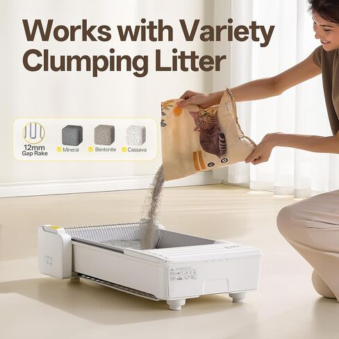 UBPET Automatic Cat Litter Box, Open-Top Self Cleaning Litter Box for Multiple Cats, Weight Sensors Safety Protection, Smart APP Control, Odor-Free Waste Disposal, Works with Bentonite Mineral Litter in Saudi Arabia