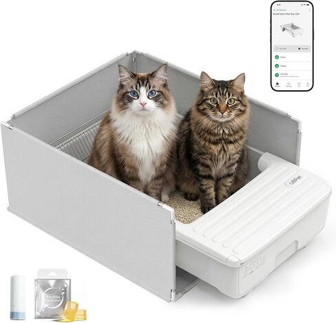 UBPET Open Top Self Cleaning Litter Box, Large Capacity Automatic Litter Box with APP Control,Odor Control, Anti-Pinch, Automatic Cat Litter Box for Multiple Cats in Kuwait