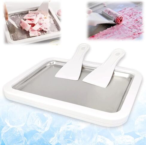New Rolled Ice Cream Maker, Portable Instant Rolled Ice Cream Tray with Dual Scrapers, DIY Rolled Ice Cream Homemade Italian Ice Cream, Sorbet, Frozen Yogurt tray-1pcs in Kuwait