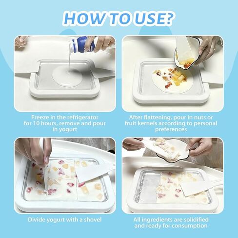 New Rolled Ice Cream Maker, Portable Instant Rolled Ice Cream Tray with Dual Scrapers, DIY Rolled Ice Cream Homemade Italian Ice Cream, Sorbet, Frozen Yogurt tray-1pcs in Kuwait