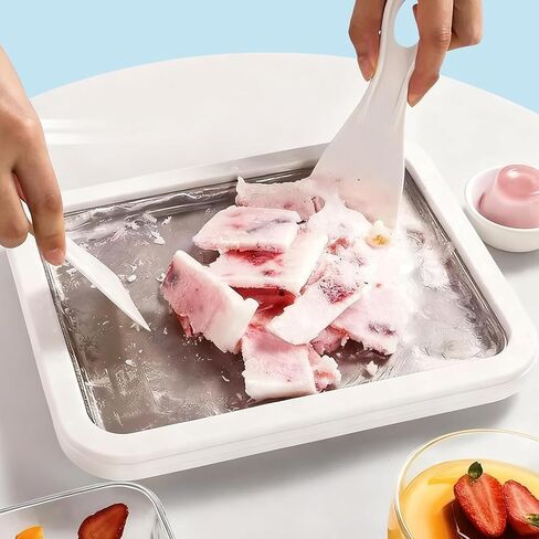 New Rolled Ice Cream Maker, Portable Instant Rolled Ice Cream Tray with Dual Scrapers, DIY Rolled Ice Cream Homemade Italian Ice Cream, Sorbet, Frozen Yogurt tray-1pcs in Kuwait