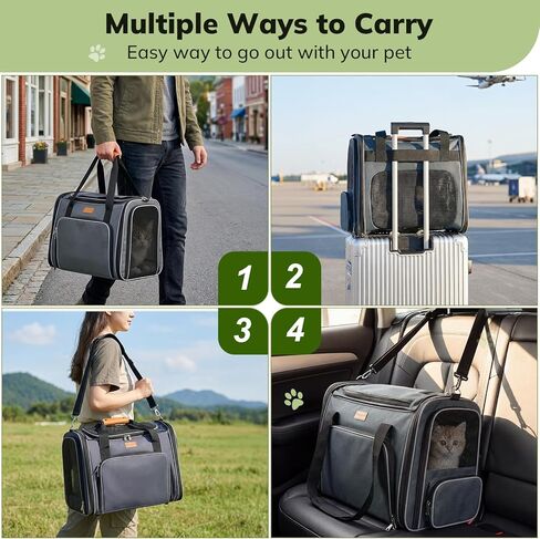 Morpilot Top and Side Expandable Cat Carrier, Airline Approved Collapsible Soft-Sided Pet Carrier for Medium/Large Cats and Puppies up to 20lbs for Car Rides and Vet Visits (Dark Gray) in Saudi Arabia
