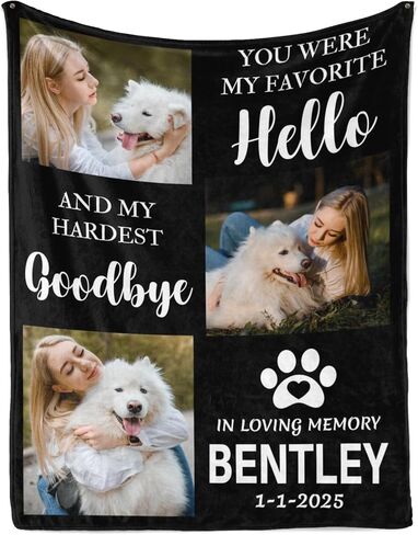 بطانية D-Story Dog التذكارية، بطانيات مخصصة مع صور لمحبي الحيوانات الأليفة، هدايا تذكارية مخصصة للحيوانات الأليفة، هدية فقدان القطط، هدايا الفجيعة لفقدان الكلب، هدية تعاطف الحيوانات الأليفة in Kuwait