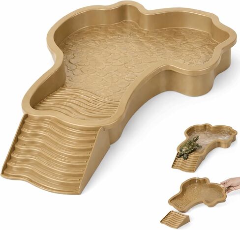 Large Turtle Water Bowl, Reptile Bathing Pool Tortoise Water Dish Bearded Dragon Water Fountain Non-Slip Reptile Food Dish for Tortoise Gecko Lizard Snake Terrarium Habitat, Plastic, Red in Saudi Arabia