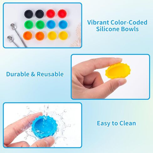 Gecko Feeding Bowls 12Pack Silicone Small Cups Reusable Food Water Dish Terrarium Bowls with 2 Feeding Spoon for Crested Gecko Leopard Gecko Lizards Snails Hermit Crabs Small Reptile in Kuwait