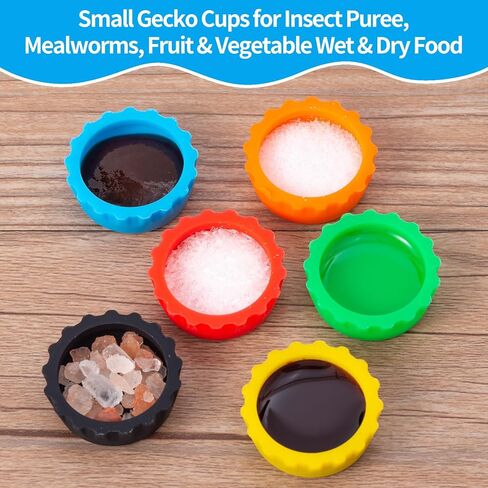 Gecko Feeding Bowls 12Pack Silicone Small Cups Reusable Food Water Dish Terrarium Bowls with 2 Feeding Spoon for Crested Gecko Leopard Gecko Lizards Snails Hermit Crabs Small Reptile in Kuwait