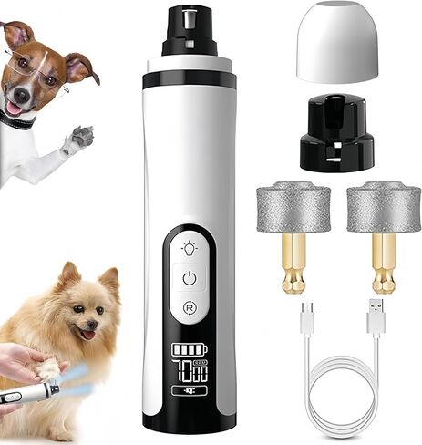Pet Nails Grinder 3 Speed LED Electric Trimmer Ergonomic Grip Low Noise Grooming Tool for Dog Cats Small Animal Pet Trimmer in Kuwait