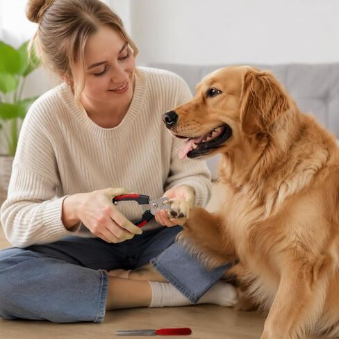 1 Pcs Red Small Size Pet Nail Clipper, Alloy Blade Anti-Splash Nail Trimmer with File, Safety Guard Compact Grooming Cutter for Small Puppy Kitten Cat Nail Care in Kuwait