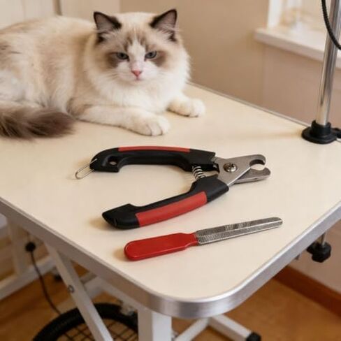 1 Pcs Red Small Size Pet Nail Clipper, Alloy Blade Anti-Splash Nail Trimmer with File, Safety Guard Compact Grooming Cutter for Small Puppy Kitten Cat Nail Care in Kuwait