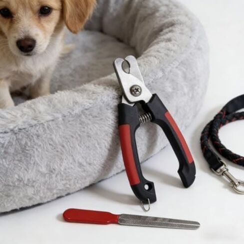1 Pcs Red Small Size Pet Nail Clipper, Alloy Blade Anti-Splash Nail Trimmer with File, Safety Guard Compact Grooming Cutter for Small Puppy Kitten Cat Nail Care in Kuwait