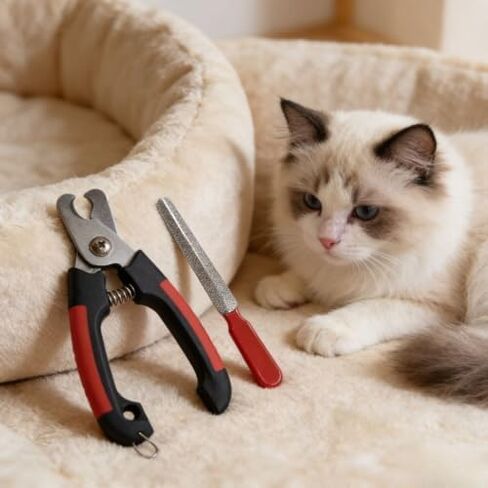 1 Pcs Red Small Size Pet Nail Clipper, Alloy Blade Anti-Splash Nail Trimmer with File, Safety Guard Compact Grooming Cutter for Small Puppy Kitten Cat Nail Care in Kuwait