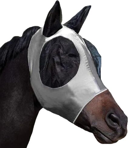 Horse Fly Mask with Ears, Comfortable Fit Stretch Fabric with UV Protection Soft on Skin Breathability for Small/Medium Size Horses (Blue, Medium (for 13.2-15.2 Hand Horse)) in Kuwait