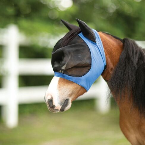 UltraFlex Miniature Fly Horse Mask with Forelock Saver | Size Medium | Color Royal | Soft 4-Way Stretch Lycra | Extra Fine Mesh Cover | Forelock Saver Hole | Easy On/Off Zipper Closure in Kuwait