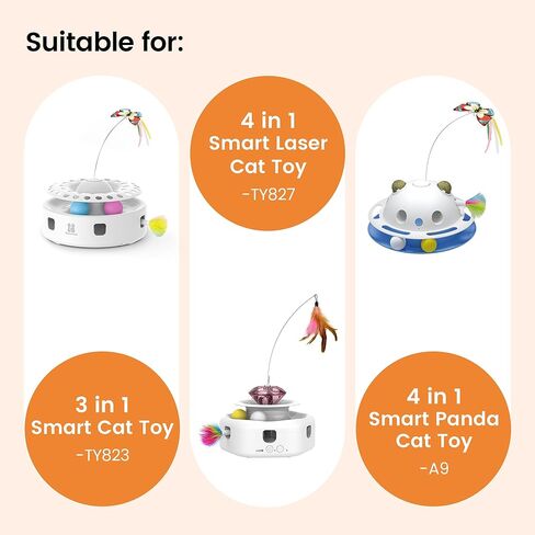 Potaroma Cat Toys 3in1 Automatic Interactive Kitten Toy, Fluttering Butterfly, Moving Feather, Track Balls, 6 Feather Replacements in Kuwait
