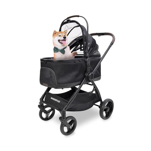 WonderFold P3 Buddy Pet Stroller - Luxury Lightweight Foldable Pet Stroller for Dogs & Cats with Adjustable Faux Leather Handlebar - Dual Entry Design & Travel Friendly Comfort - Up to 48.5 lbs in Kuwait