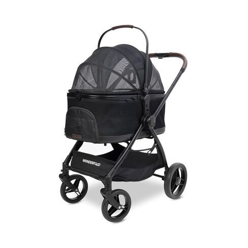WonderFold P3 Buddy Pet Stroller - Luxury Lightweight Foldable Pet Stroller for Dogs & Cats with Adjustable Faux Leather Handlebar - Dual Entry Design & Travel Friendly Comfort - Up to 48.5 lbs in Kuwait