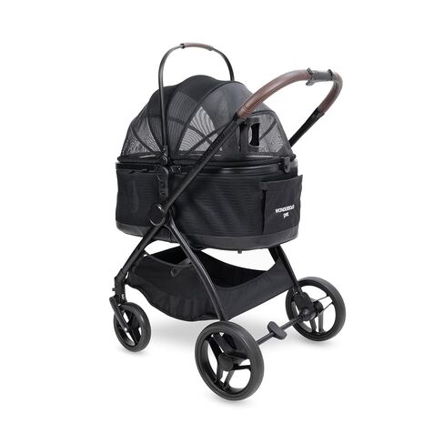 WonderFold P3 Buddy Pet Stroller - Luxury Lightweight Foldable Pet Stroller for Dogs & Cats with Adjustable Faux Leather Handlebar - Dual Entry Design & Travel Friendly Comfort - Up to 48.5 lbs in Kuwait
