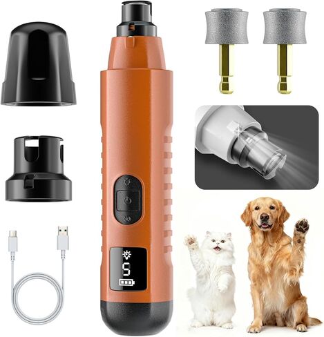 2026 New Silent Groom Pro Dog Nail Grinder، مطحنة أظافر للكلاب بـ 5 سرعات مع ضوء LED، 40 ديسيبل هادئة غير مؤلمة للكلاب الصغيرة والمتوسطة والكبيرة، USB قابلة لإعادة الشحن in Kuwait