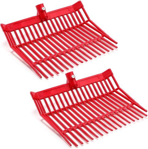 Lasnten Manure Fork Replacement Head, 18 Tines Pitchfork Head with Screws and Nuts, Horse Manure Rake for Picking up Grass and Hay(Red,2 Pcs) in Kuwait