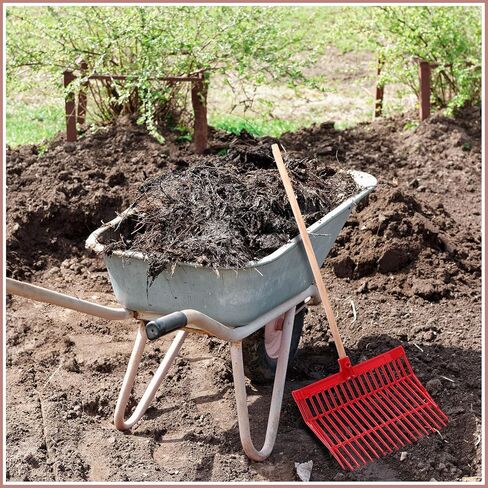 Lasnten Manure Fork Replacement Head, 18 Tines Pitchfork Head with Screws and Nuts, Horse Manure Rake for Picking up Grass and Hay(Red,2 Pcs) in Kuwait