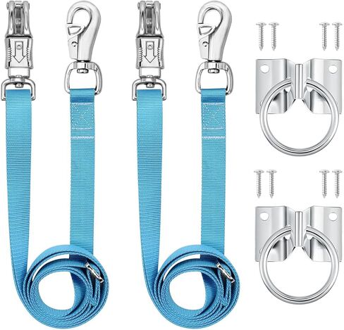 Cross Ties for Horse,Heavy Duty Nylon Horse Trailer Tie with Strong Panic Snap and Bull Snap,Adjustable from 45.2" to 78.7" Hanging Strap with 2 Pcs Tie Rings and Screws in Kuwait
