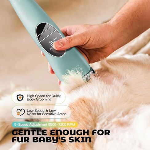 AngFan Professional Dog Clippers for Grooming Thick Coats, Heavy Duty High Power Pet Hair Clippers with 5-Speed 7200RPM, Cordless Dog Grooming Kit with Durable Metal Guide Combs & 4.5H Long Runtime in Kuwait