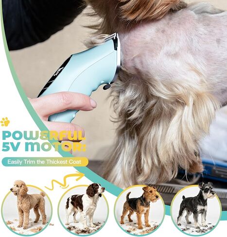 AngFan Professional Dog Clippers for Grooming Thick Coats, Heavy Duty High Power Pet Hair Clippers with 5-Speed 7200RPM, Cordless Dog Grooming Kit with Durable Metal Guide Combs & 4.5H Long Runtime in Kuwait