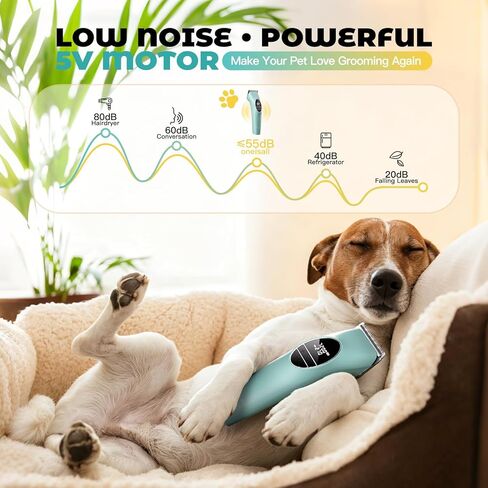 AngFan Professional Dog Clippers for Grooming Thick Coats, Heavy Duty High Power Pet Hair Clippers with 5-Speed 7200RPM, Cordless Dog Grooming Kit with Durable Metal Guide Combs & 4.5H Long Runtime in Kuwait