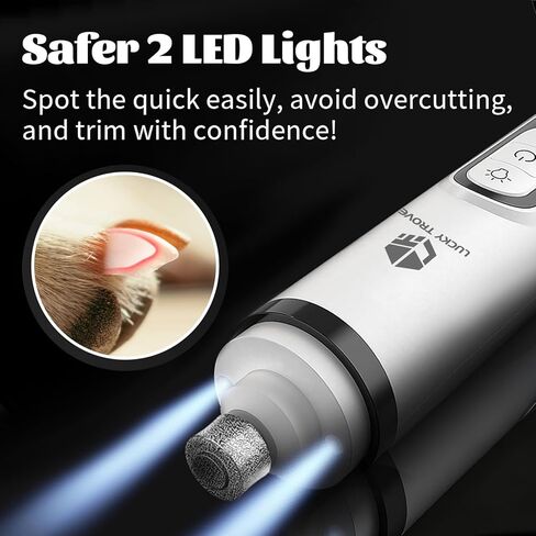 مطحنة أظافر Silent Groom Pro 2026 جديدة مع 2 مصباح LED وبطارية 3 سرعات 2000 مللي أمبير في الساعة احترافية هادئة وغير مؤلمة للكلاب الصغيرة والمتوسطة والكبيرة (1+2* رأس بديل LUCKYTROVE) in Kuwait