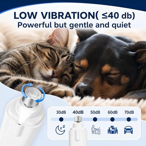 2-in-1 Dog Nail Clippers with Light - Electric Pet Nail Grinder Quiet for Small Large Dogs & Cats, LED Prevent Over Cutting, USB-C Rechargeable Safety Guard Grooming Kit for Black Nails in Kuwait
