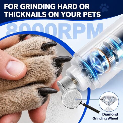 2-in-1 Dog Nail Clippers with Light - Electric Pet Nail Grinder Quiet for Small Large Dogs & Cats, LED Prevent Over Cutting, USB-C Rechargeable Safety Guard Grooming Kit for Black Nails in Kuwait