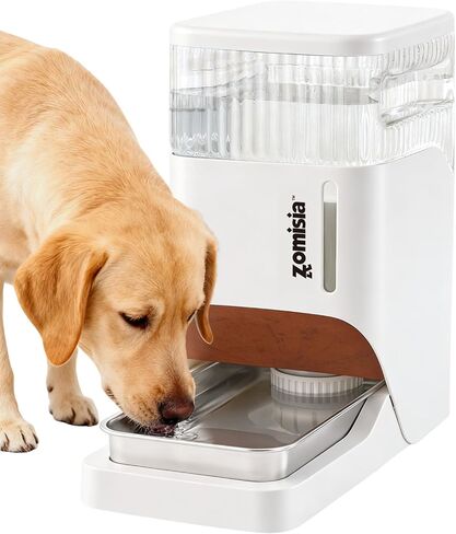 ZOMISIA Automatic Dog Water Dispenser 8L with Stainless Steel Bowl, Gravity Large Capacity Water Bowl for Dogs, 2 Gallon Pet Waterer 100% BPA Free, White in Saudi Arabia