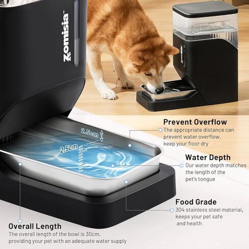 ZOMISIA Automatic Dog Water Dispenser 8L with Stainless Steel Bowl, Gravity Large Capacity Water Bowl for Dogs, 2 Gallon Pet Waterer 100% BPA Free, White in Saudi Arabia