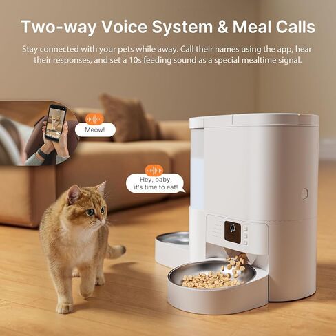 Automatic Cat Feeder with Camera, 2 in 1 Cat Food and Water Dispenser, 2K HD Video and Night Vision, 5G App Controlled Timed Pet Feeder,4L Food & 3L Gravity Waterer with 2-Way Audio for Cats Small Dog in Kuwait