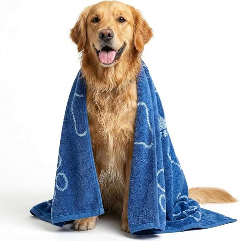 Delilah Home Drytek Dog Towel - Quick-Dry Pet Towel for Large Dogs, Ultra Absorbent & Odor-Resistant - Lightweight Sand-Resistant for Outdoor Bath, Grooming Supplies, Beach & Travel - 30x54 in - Navy in Kuwait