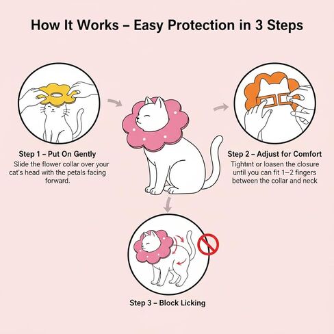3-Piece Elizabethan Collar Set for Cats, Soft and Adjustable Post-Surgery Recovery Collars for Kittens, Puppies, and Rabbits (Pink, Orange, Yellow) in Kuwait